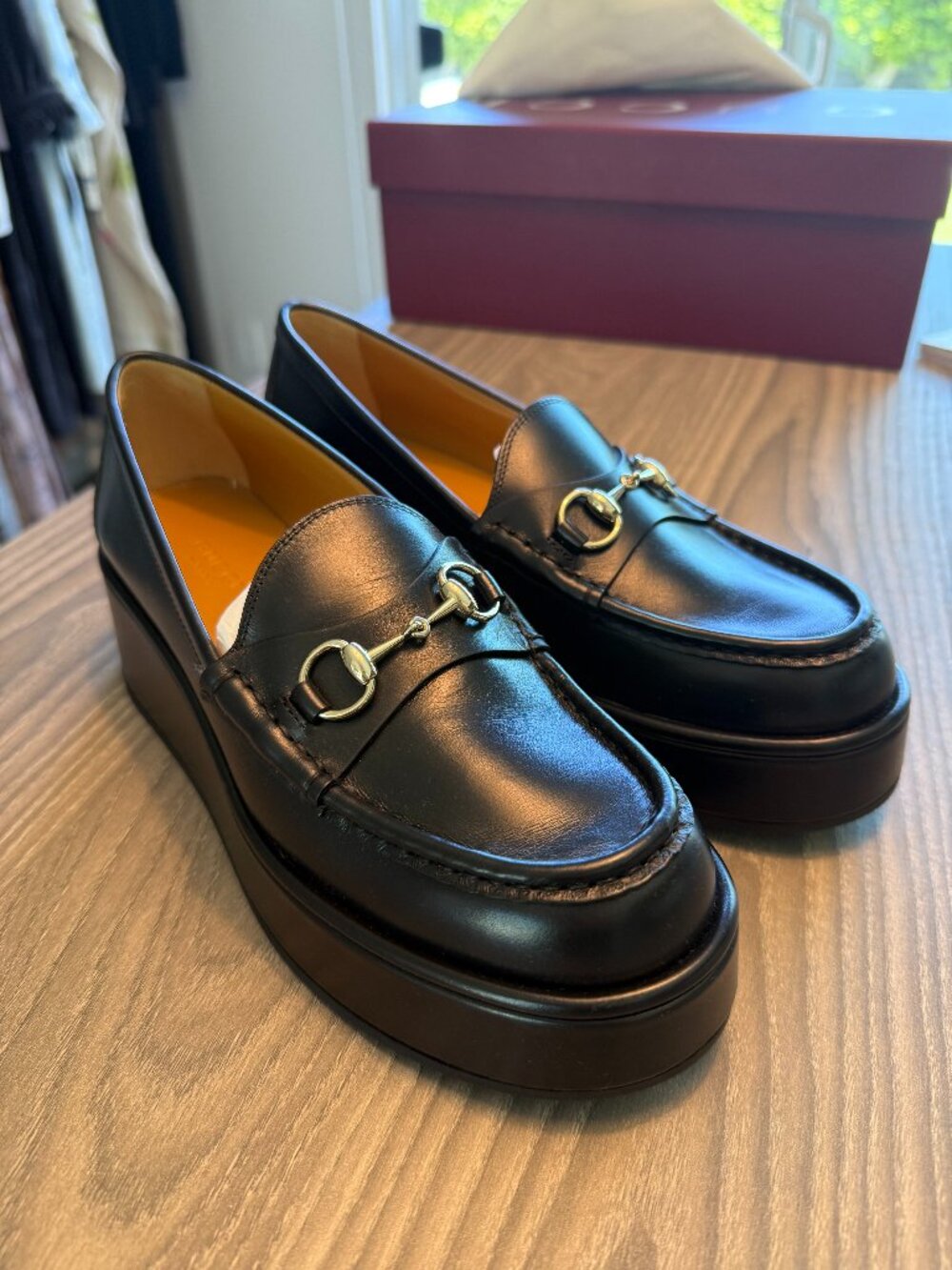 Gucci Horsebit Leather Wedge Loafers - BRAND NEW